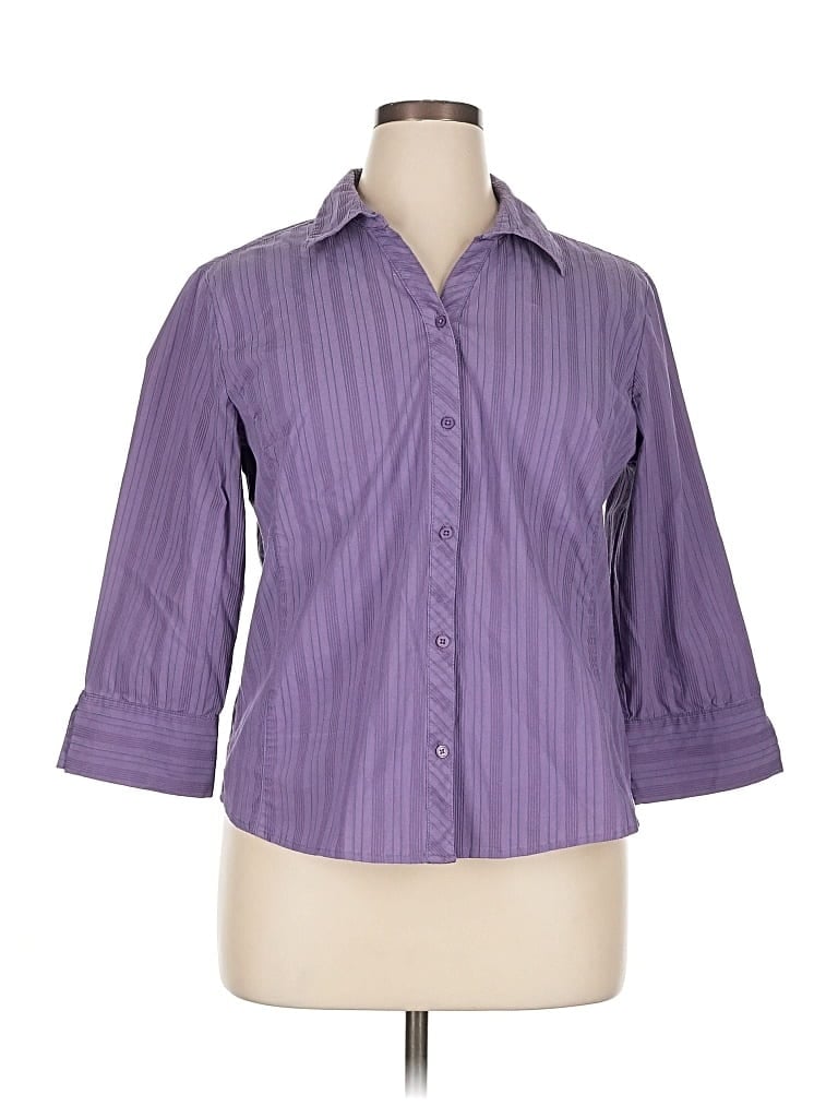 Pre-owned Sonoma Life + Style 3/4 Sleeve Button Down Shirt In Purple