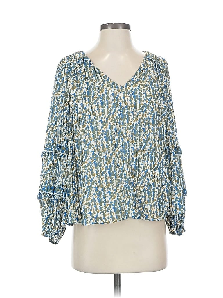 Pre-owned Maeve By Anthropologie 3/4 Sleeve Blouse In Blue