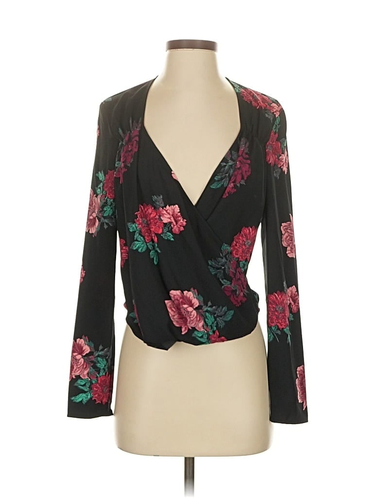 Pre-owned Free Press Long Sleeve Blouse In Black