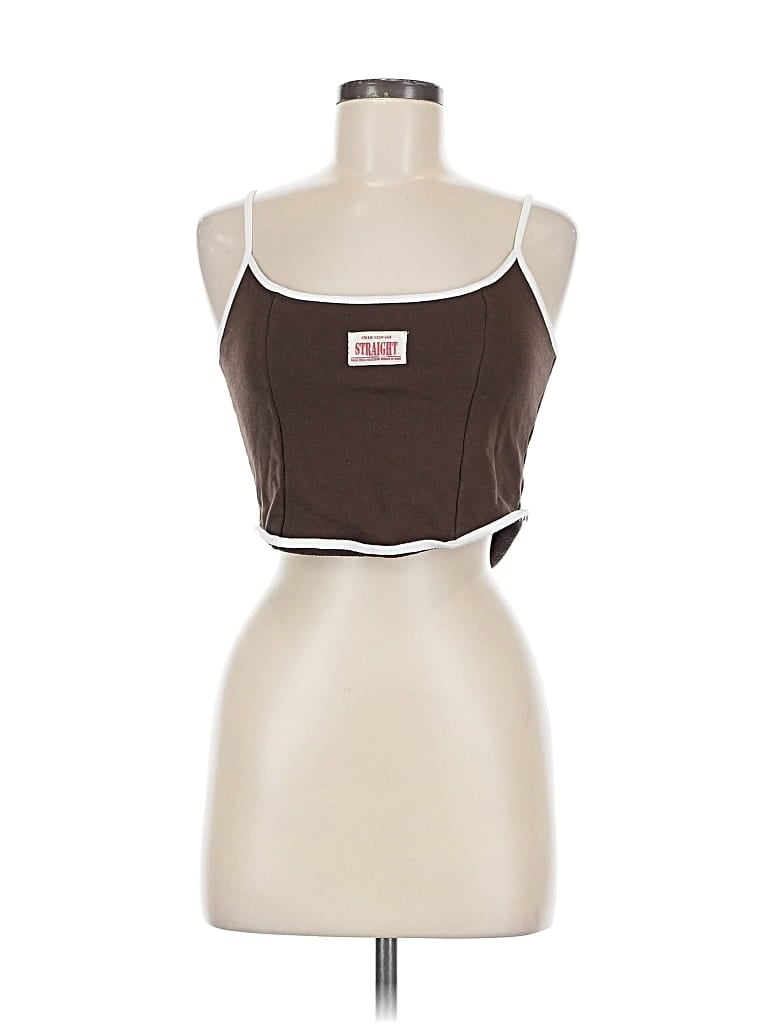 Pre-owned Assorted Brands Tank Top Brown Strapless Neckline Tops