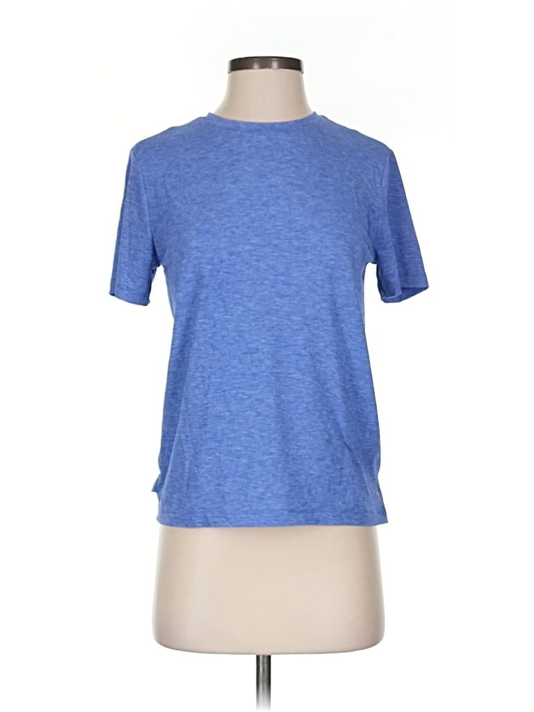 Pre-owned Gap Fit Short Sleeve Top Blue Crew Neck Tops