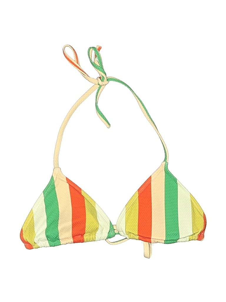 Click to view more detailed imagery on our partner's website Pre-owned Kingdom & State Swimsuit Top Green Stripes Pattern Swimwear