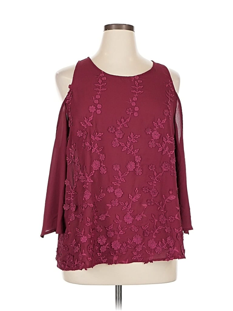 Pre-owned Alex Marie 3/4 Sleeve Blouse In Burgundy