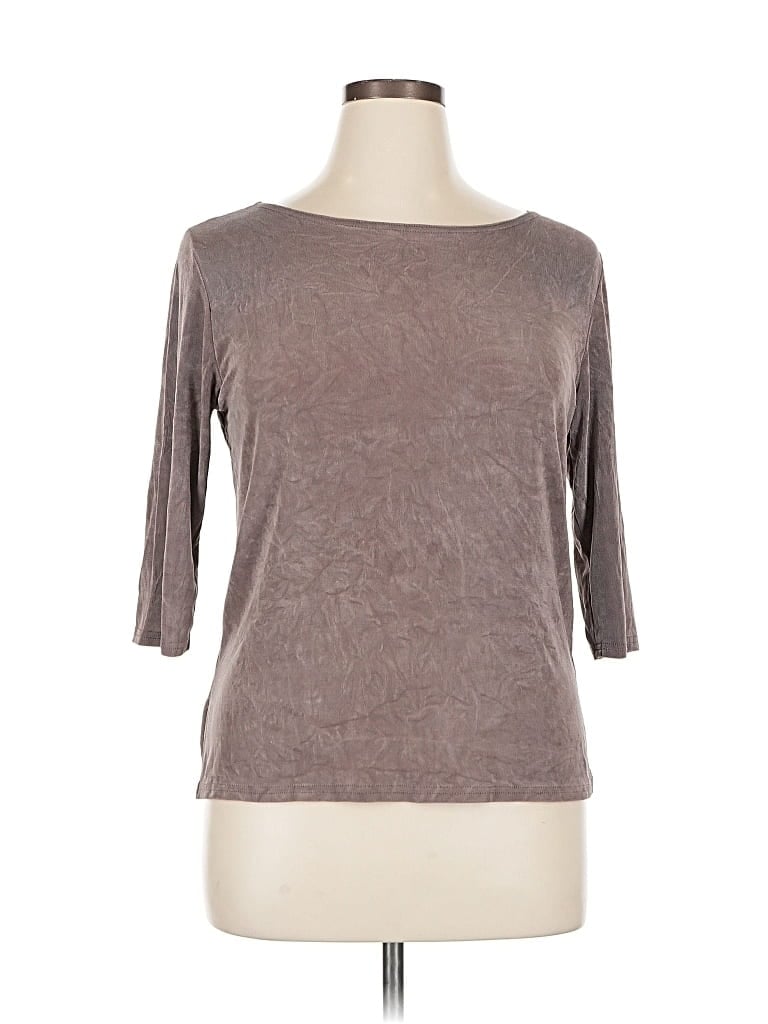 Pre-owned Jostar 3/4 Sleeve Top Brown Boatneck Tops