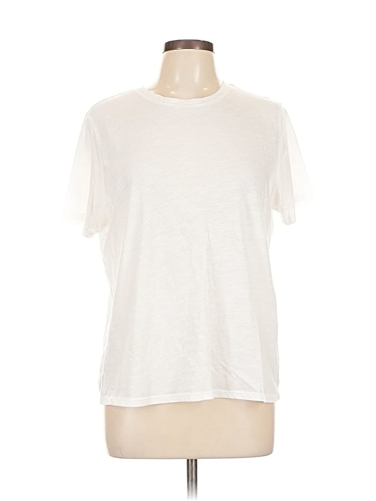 Pre-owned Lands' End Short Sleeve T-shirt In White
