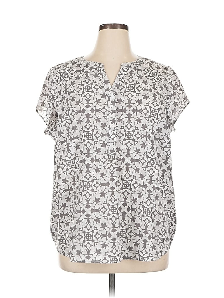 Pre-owned Croft & Barrow Short Sleeve Blouse In Gray
