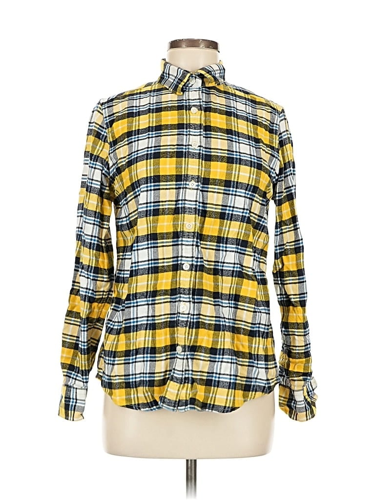 Pre-owned Lands' End Long Sleeve Button Down Shirt In Yellow