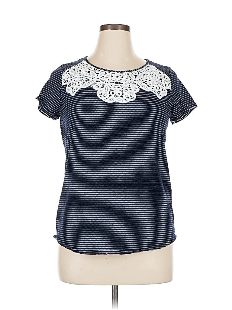 Pre-owned Croft & Barrow Short Sleeve Top Blue Keyhole Neckline Tops