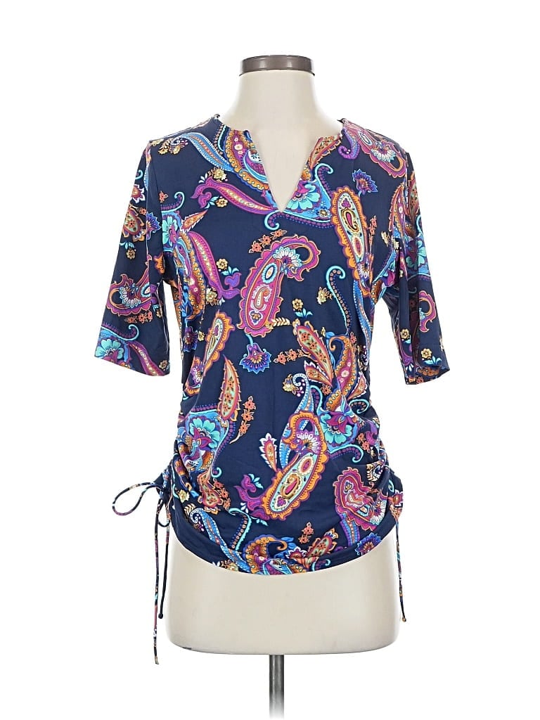 Click to view more detailed imagery on our partner's website Pre-owned Lands' End Short Sleeve Blouse In Blue