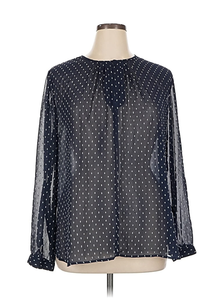 Pre-owned J.crew Factory Store Long Sleeve Blouse In Blue