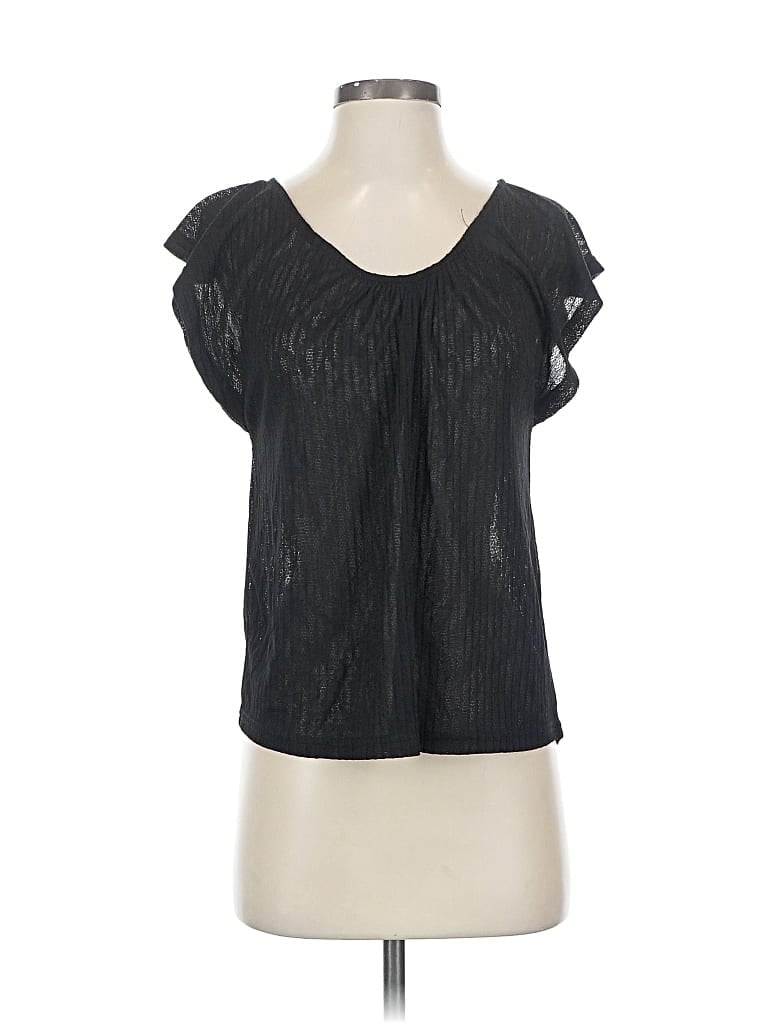 Pre-owned Mng Short Sleeve Top Black Scoop Neck Tops
