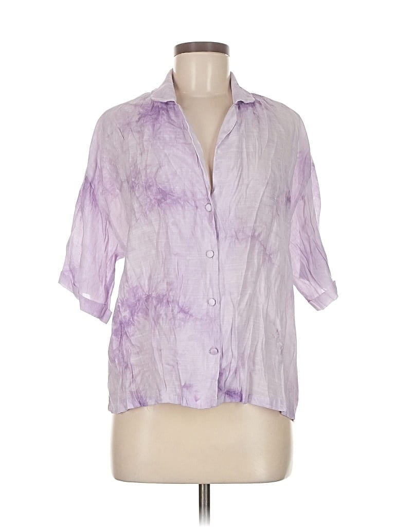 Pre-owned Lulus Short Sleeve Blouse In Purple