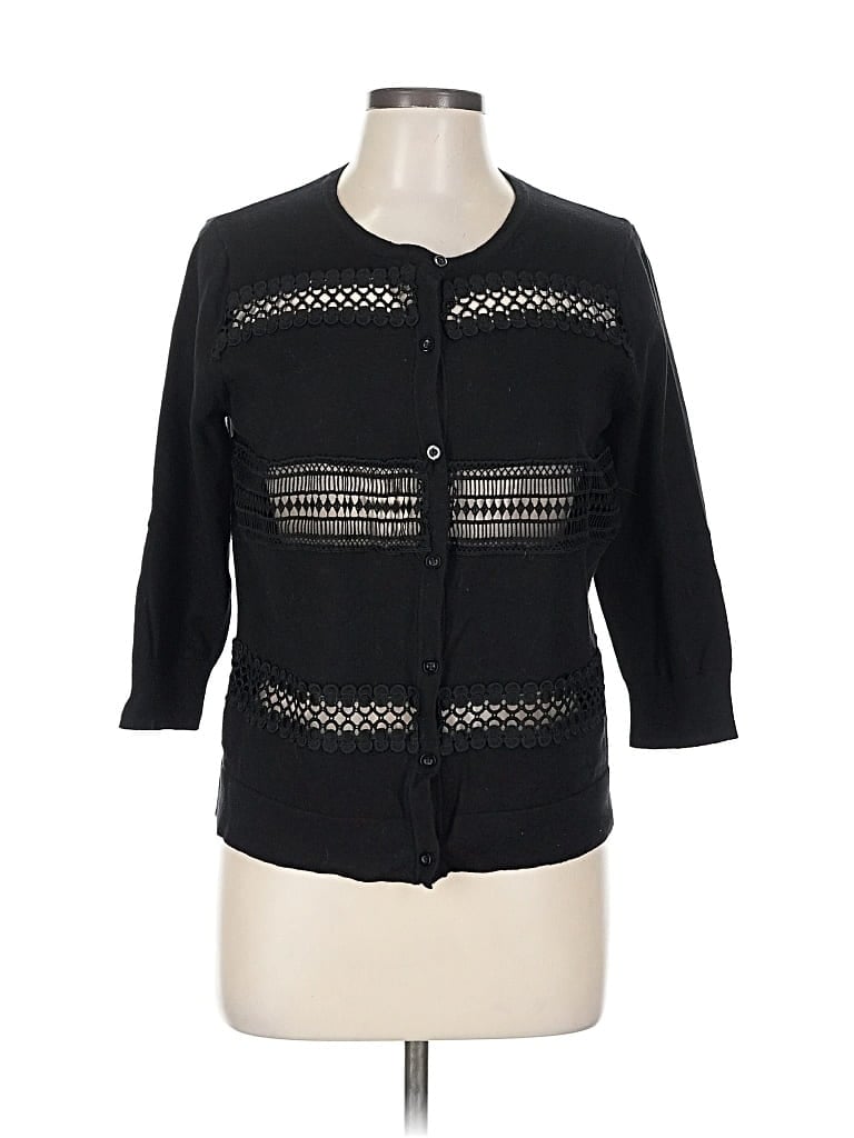 Pre-owned Roz & Ali 3/4 Sleeve Button Down Shirt In Black