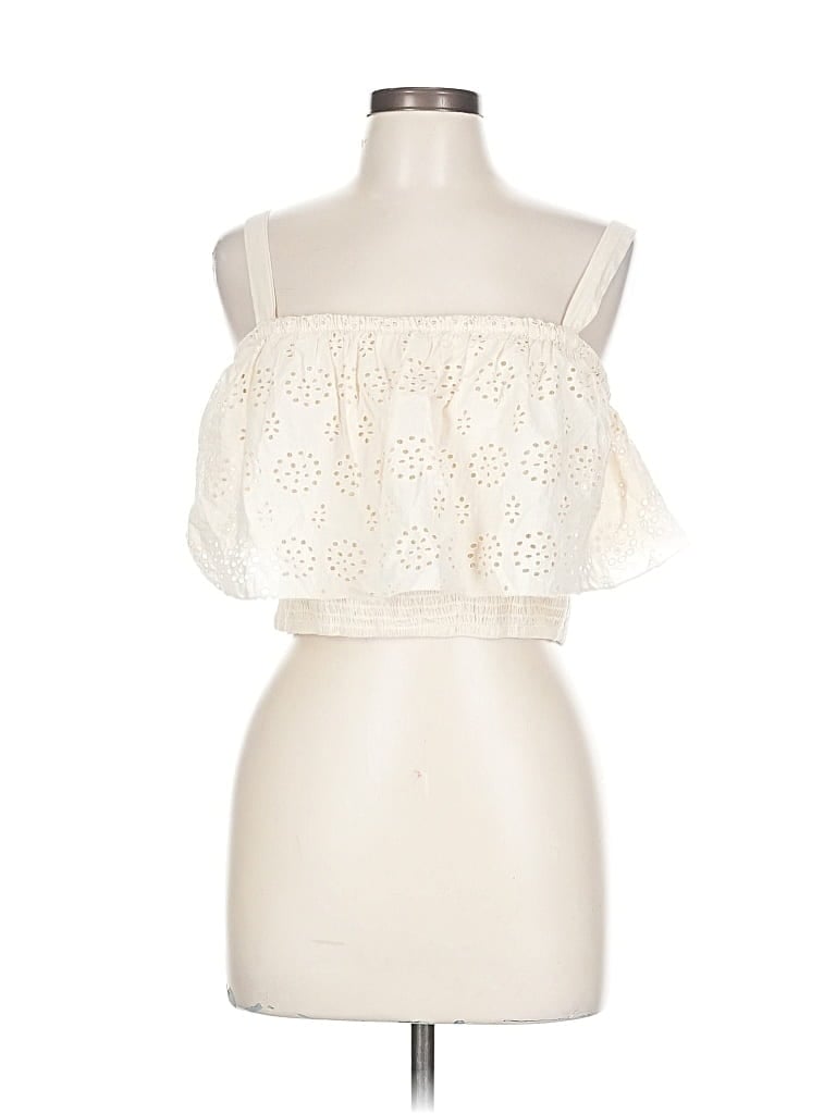 Pre-owned Japna Sleeveless Blouse In White