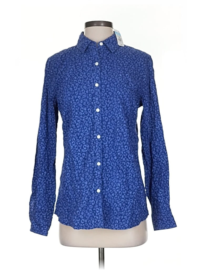 Pre-owned J. Mclaughlin Long Sleeve Button Down Shirt In Blue