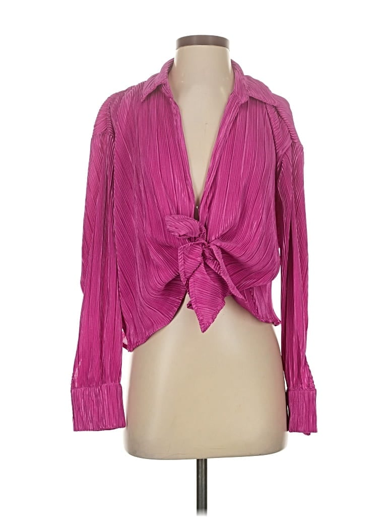 Pre-owned Fore Long Sleeve Blouse In Pink