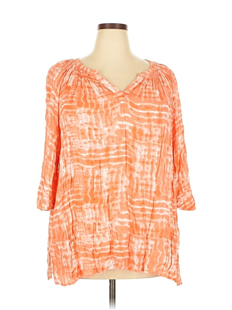 Pre-owned Croft & Barrow 3/4 Sleeve Blouse In Orange