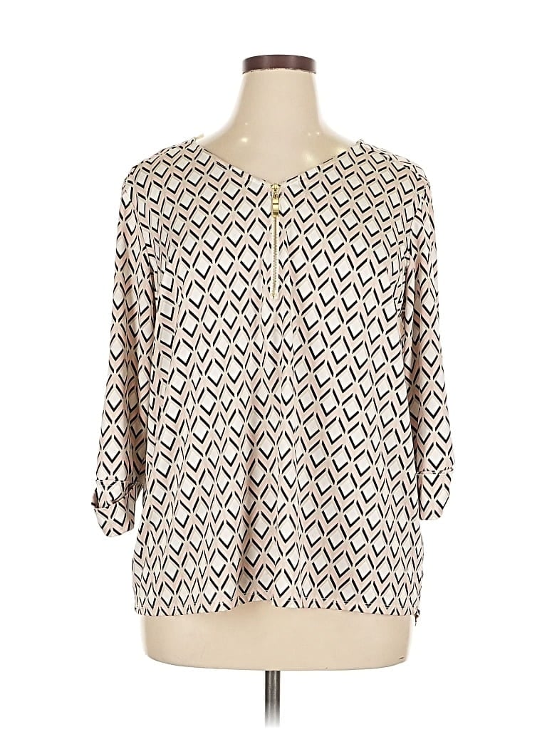 Pre-owned Roz & Ali 3/4 Sleeve Blouse In White