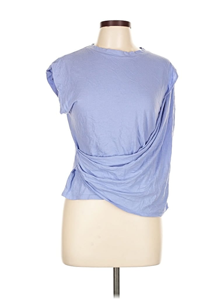 A NEW DAY Pre-owned Short Sleeve Top Blue Cowl Neck Tops