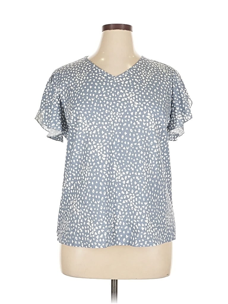 Click to view more detailed imagery on our partner's website Pre-owned Unbranded Short Sleeve Blouse In Blue