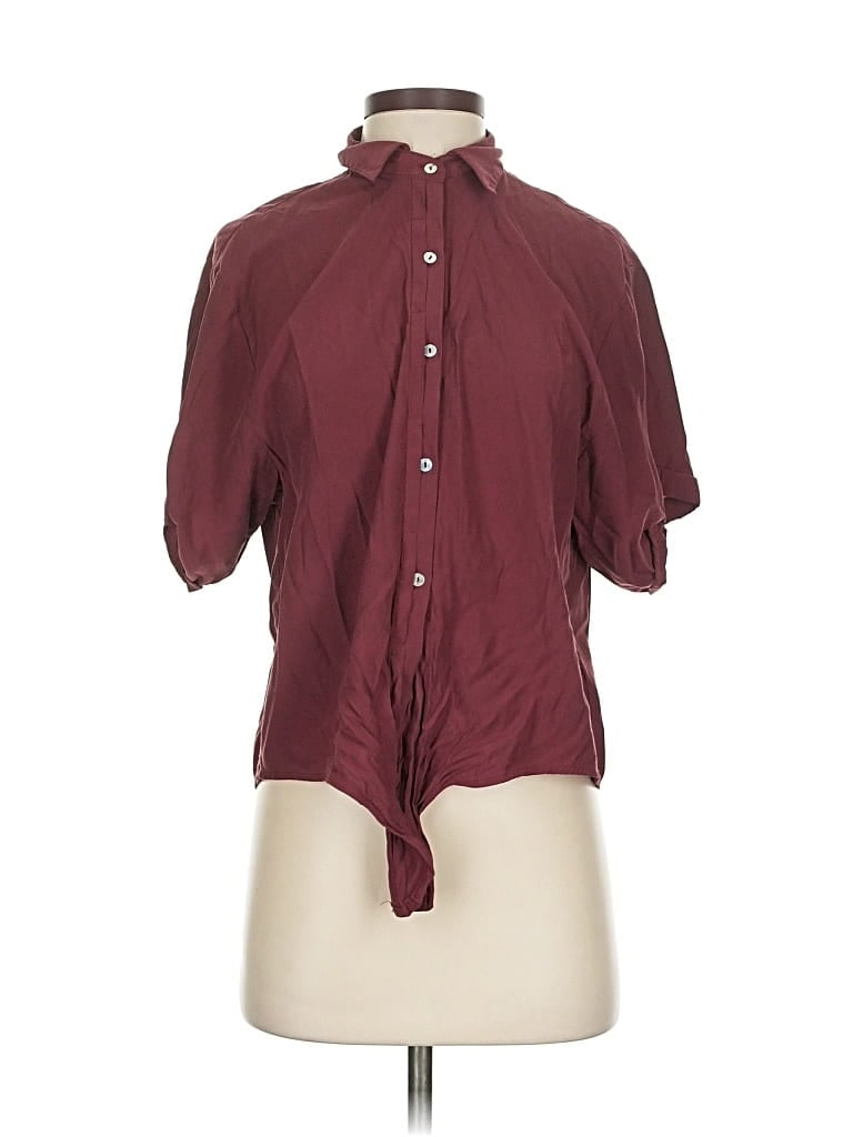 Pre-owned Skylar + Madison Short Sleeve Blouse In Burgundy