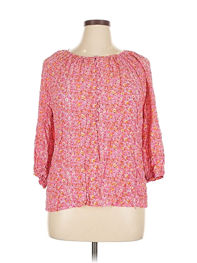 Pre-owned Jones New York 3/4 Sleeve Blouse In Pink