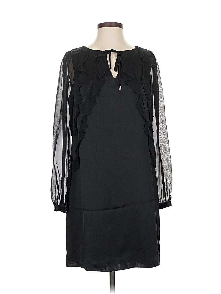 Alice & Trixie 3/4 Sleeve Silk Top Black Keyhole Neckline Tops In Black