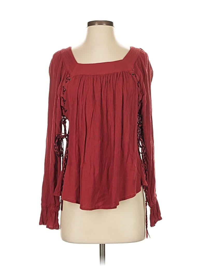 Pre-owned Jessica Simpson Long Sleeve Blouse In Burgundy