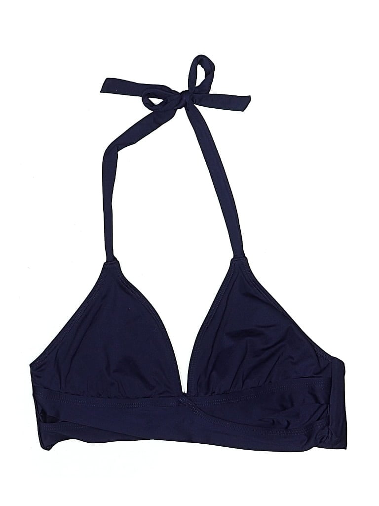 Pre-owned Kona Sol Swimsuit Top Blue Solid Pattern Swimwear