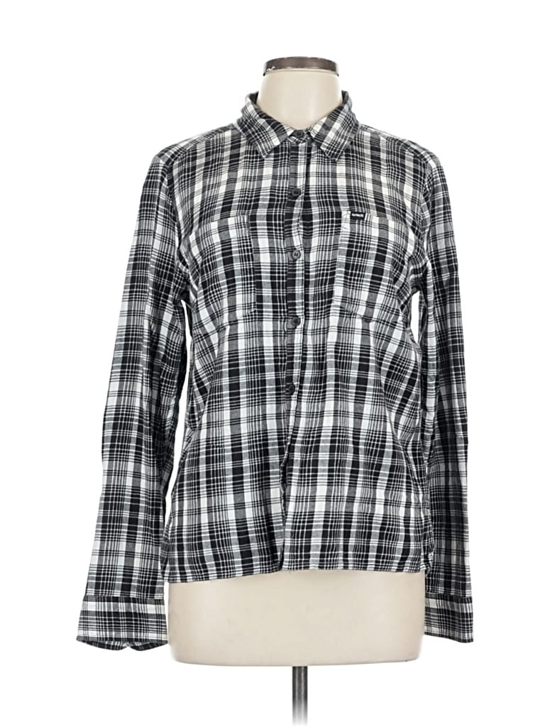 Pre-owned Hurley Long Sleeve Button Down Shirt In Silver