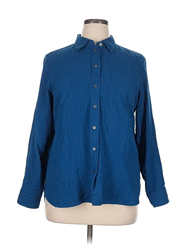 Pre-owned J.crew Factory Store Long Sleeve Button Down Shirt In Blue