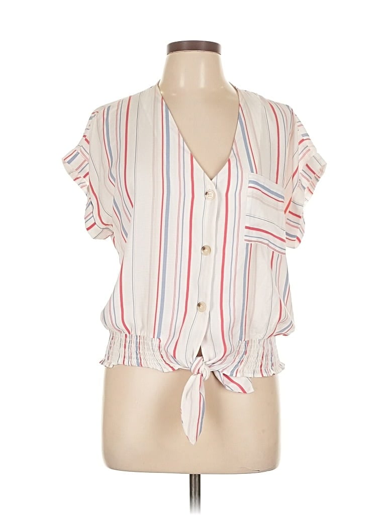 Pre-owned Sweet Rain Short Sleeve Blouse In White