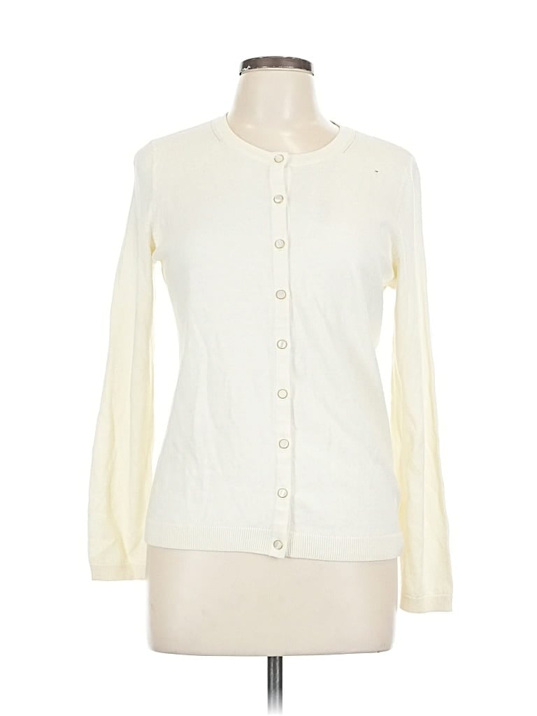 Pre-owned Talbots Cardigan Sweater In White