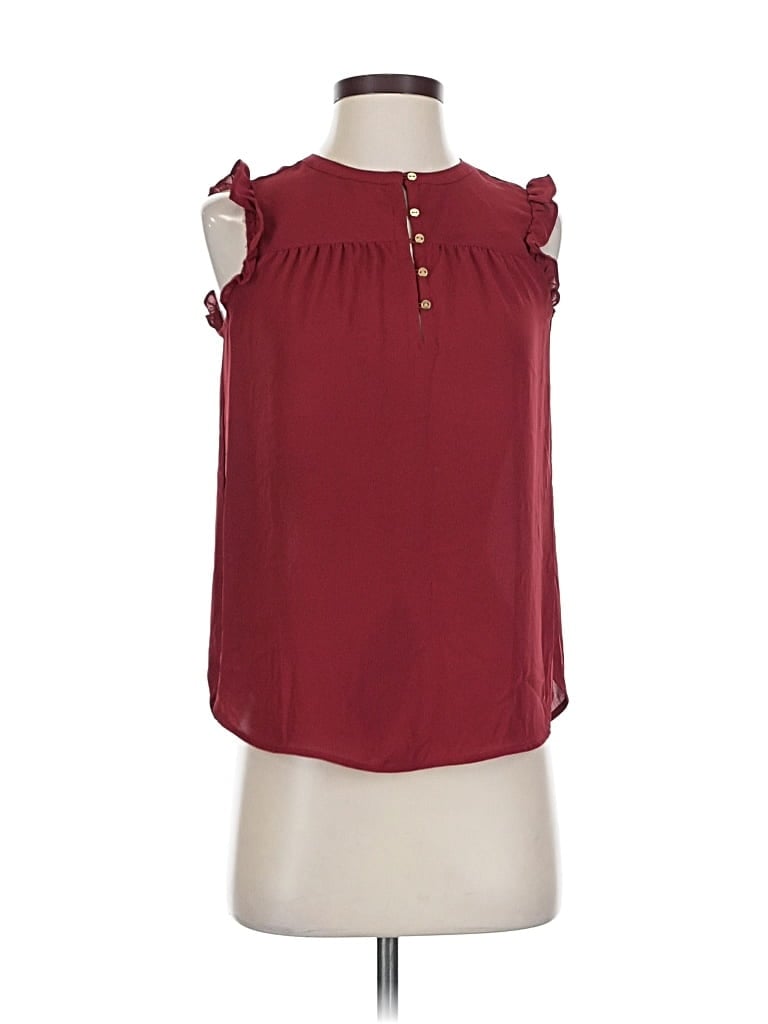 Pre-owned Ann Taylor Loft Sleeveless Blouse In Burgundy