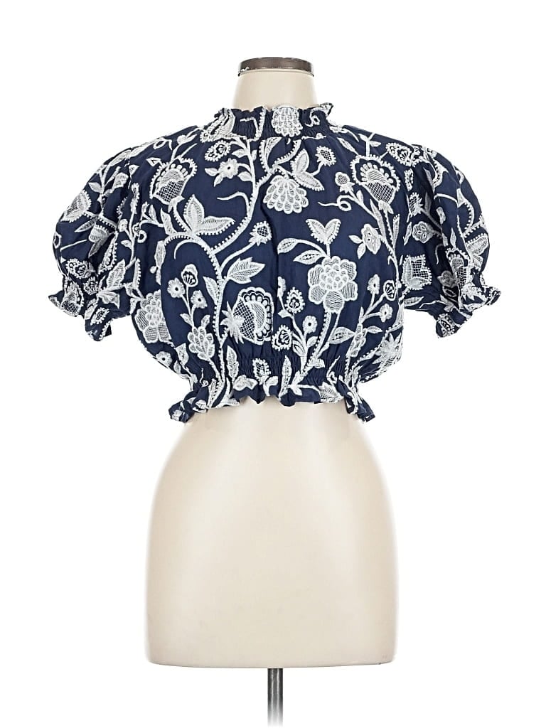 Click to view more detailed imagery on our partner's website Pre-owned Waimari Short Sleeve Blouse In Blue