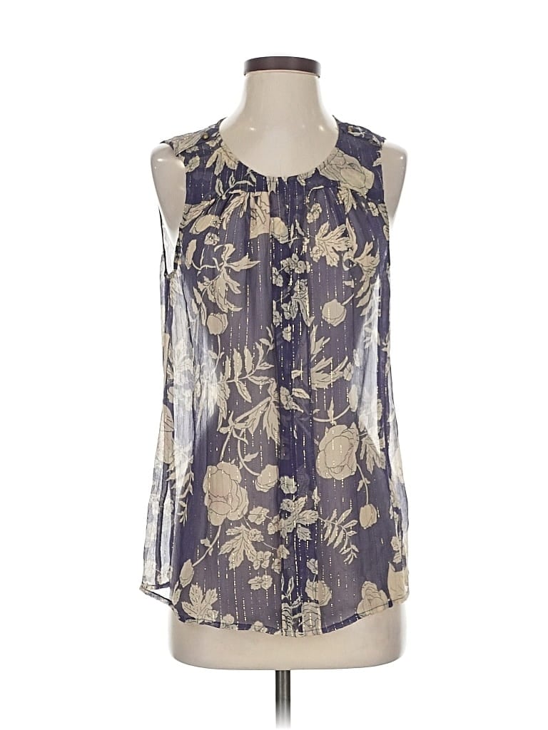 Pre-owned Twelfth Street By Cynthia Vincent Sleeveless Silk Top Purple Halter Neckline Tops