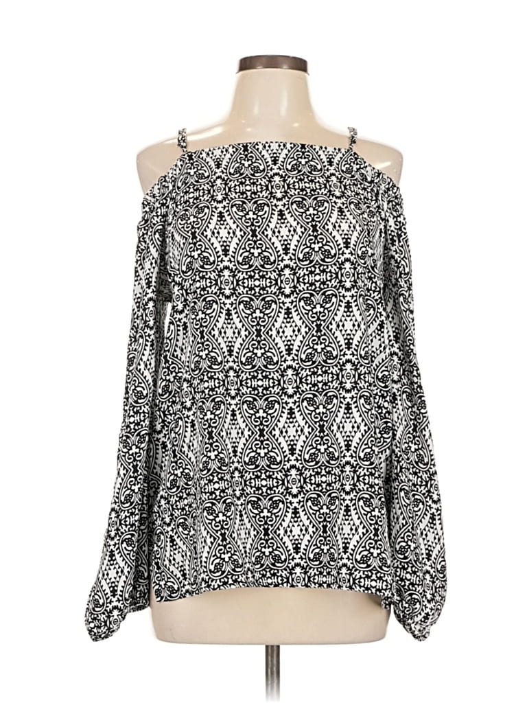 Pre-owned Pleione Long Sleeve Blouse In Silver