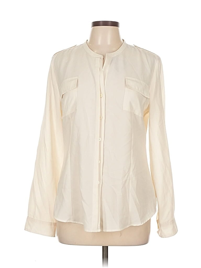 Pre-owned Calvin Klein Long Sleeve Blouse In White