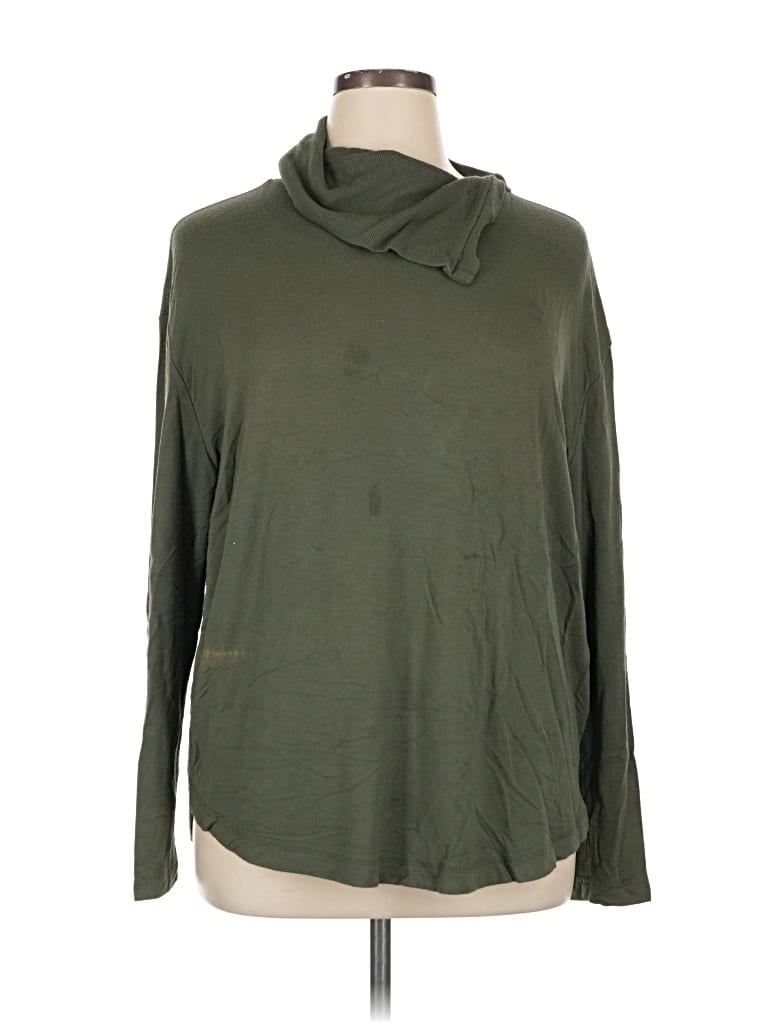 Pre-owned Cynthia Rowley Tjx Long Sleeve Top Green Cowl Neck Tops