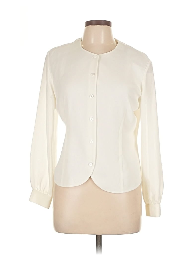 Pre-owned Liz Claiborne Collection Long Sleeve Blouse In White