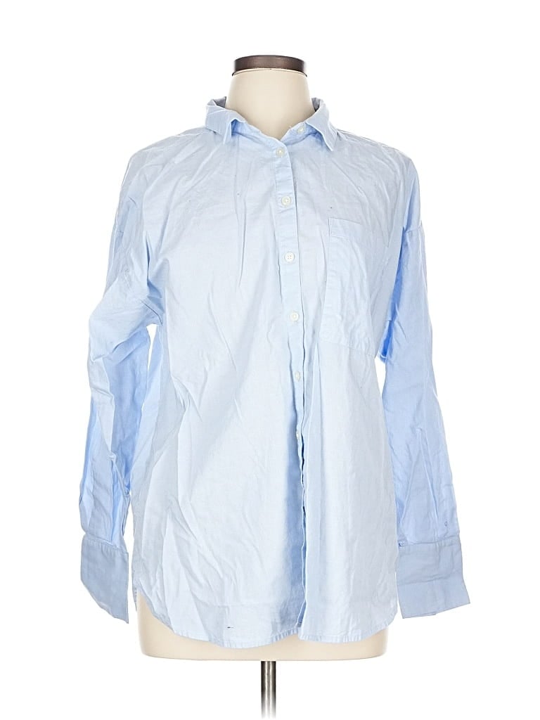 Pre-owned Ann Taylor Loft Long Sleeve Button Down Shirt In Blue