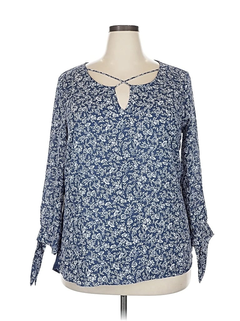 Pre-owned Fortune + Ivy 3/4 Sleeve Blouse In Blue