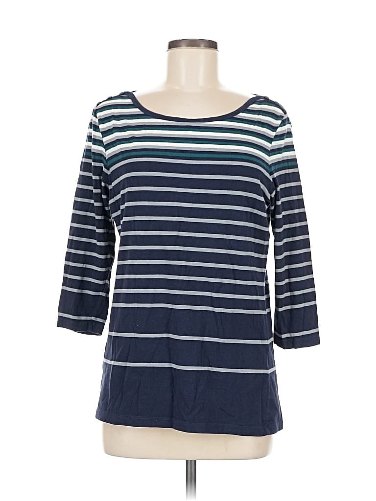 Pre-owned Christopher & Banks 3/4 Sleeve T-shirt In Blue