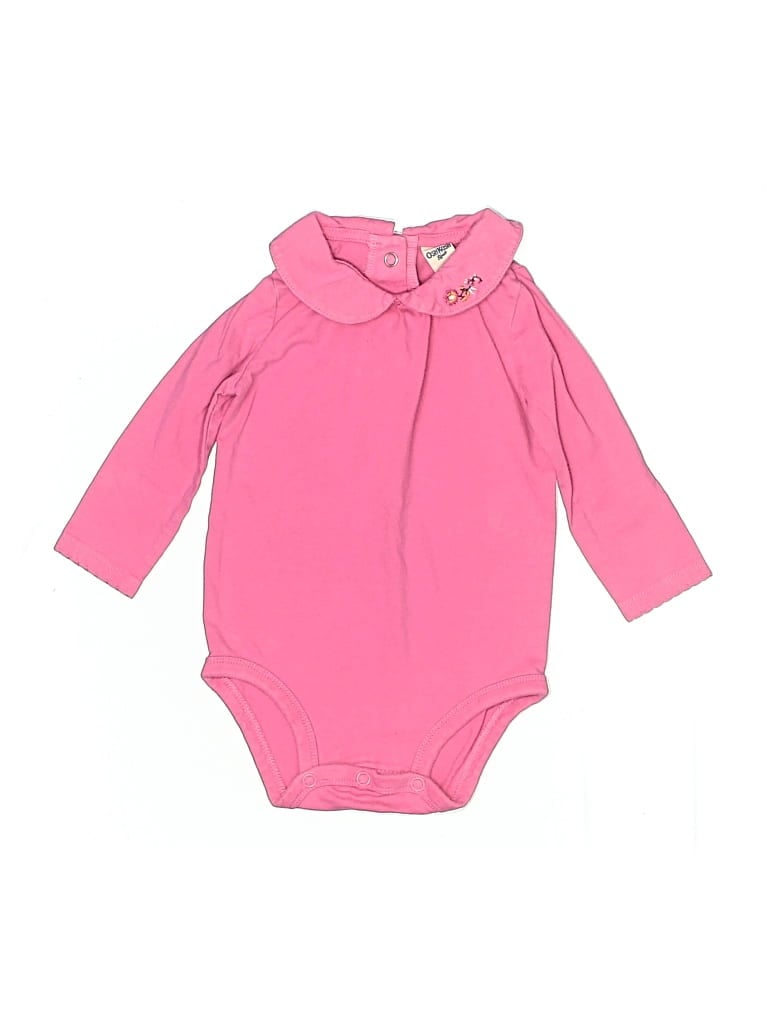 Pre-owned Oshkosh B'gosh Babies' Long Sleeve Onesie In Pink