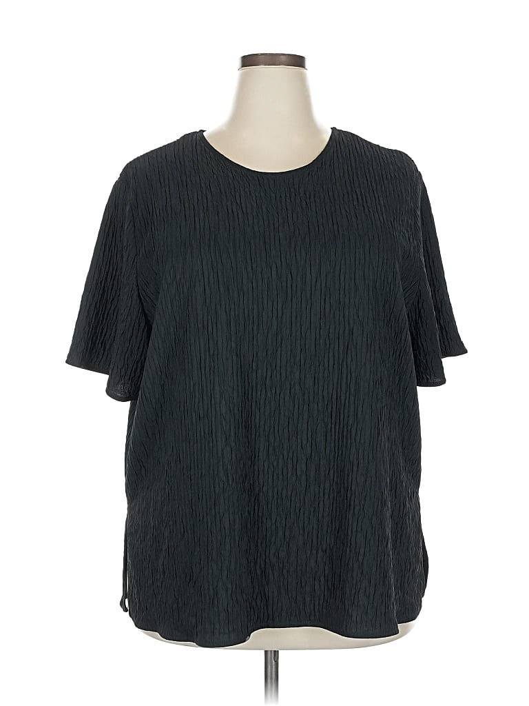 NOTATIONS Pre-owned Short Sleeve Top Black Crew Neck Tops