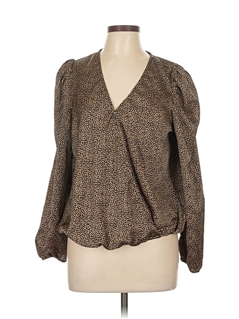 Pre-owned Vince Camuto Long Sleeve Blouse In Brown