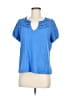 Chico's Solid Blue Short Sleeve Top Size M - photo 1