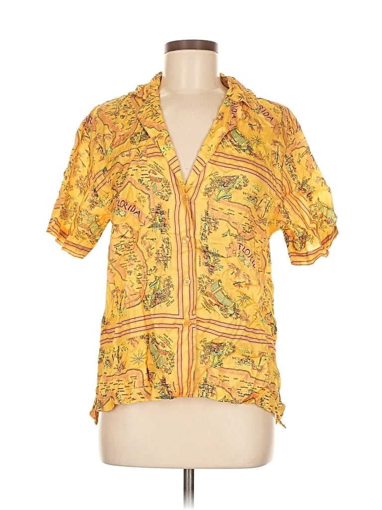 Urban Outfitters Short Sleeve Blouse In Yellow