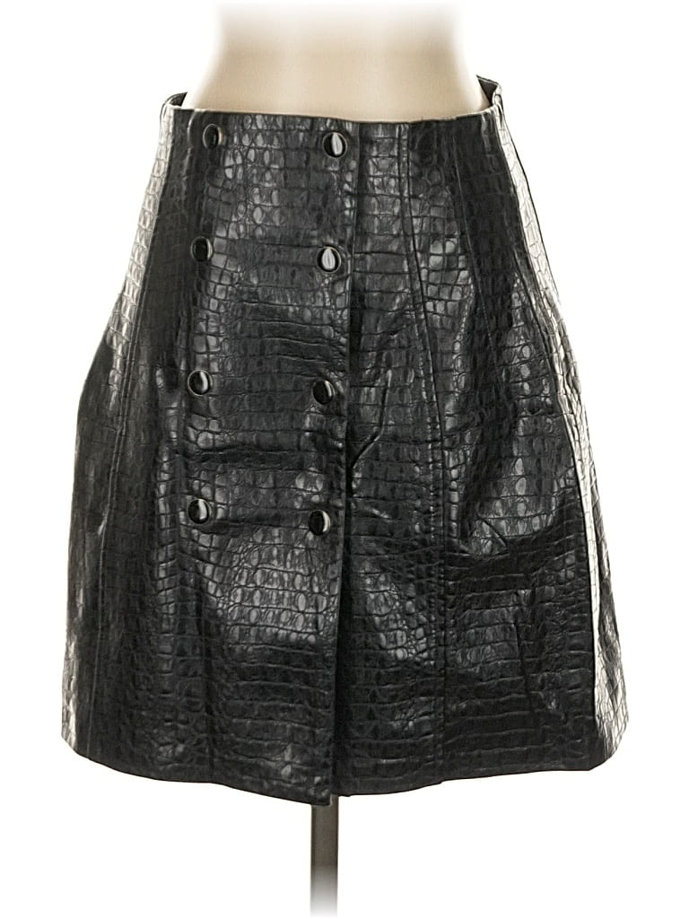 Pre-owned Zara Faux Leather Skirt In Black