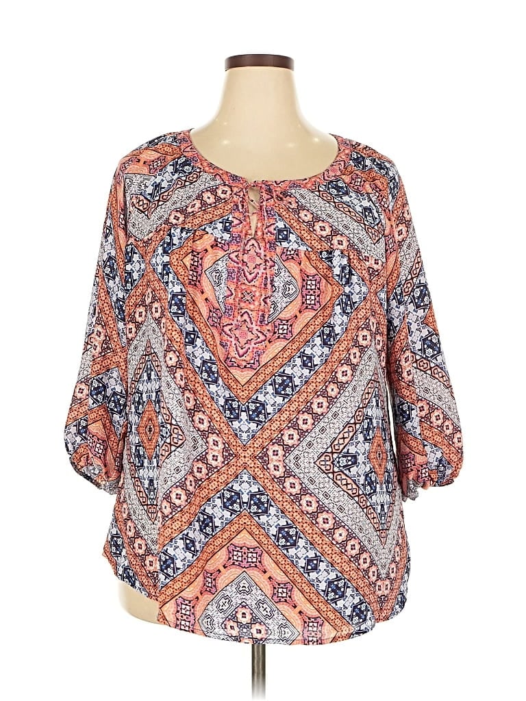 Pre-owned Fig And Flower 3/4 Sleeve Blouse In Orange